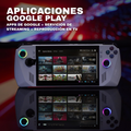 Asus Ayanec handheld video game console displaying Google Play apps and game library.
