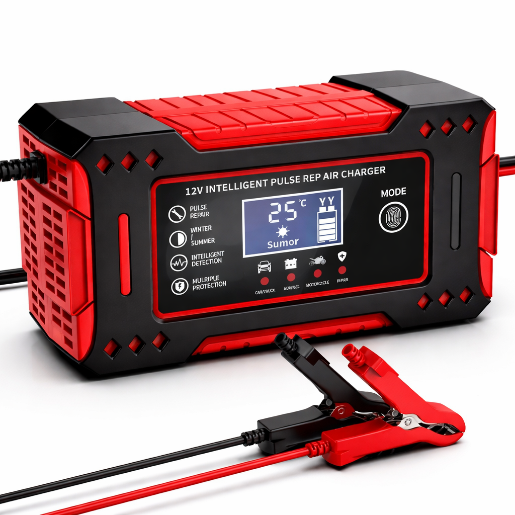 12V intelligent pulse repair air charger with digital display and alligator clips by TU SHOP