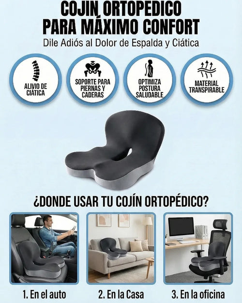 TU SHOP orthopedic lumbar support cushion for back pain relief in car, home, or office.