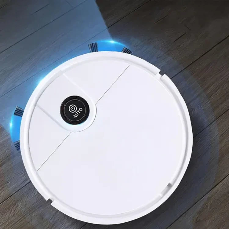 Robot aspirador TU SHOP ES330 blanco limpiando un suelo de madera