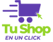 Purple fast moving shopping cart icon with a green clicking cursor and Tu Shop text.