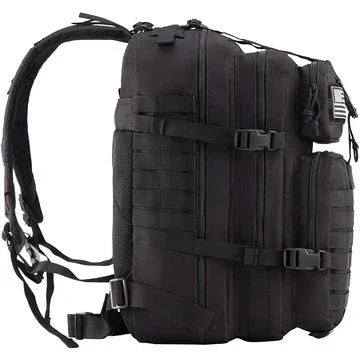 Black TU SHOP 50L tactical military backpack with MOLLE webbing