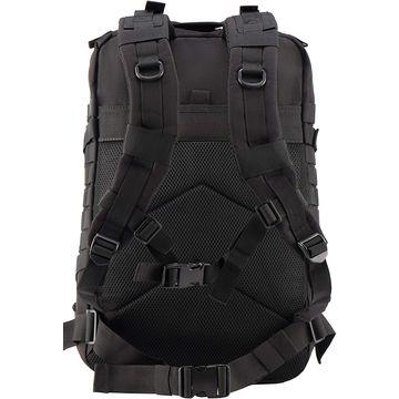 Black 50L tactical military backpack by TU SHOP with padded shoulder straps and chest buckle.